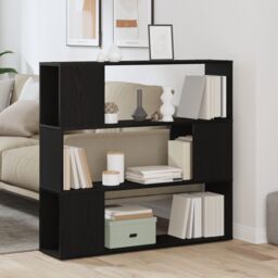 Berkfield Home Black Oak Book Shelf 100x24x94 cm Made with Engineered Wood - Size: 100 x 24 x 94 cm - thumbnail 4