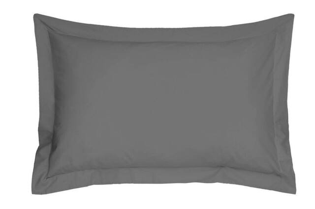 Smart Living Polycotton Oxford Pillowcases Pair 48x74cm Flanged Bedding in Grey - Size: Standard Pillow Case - image 1