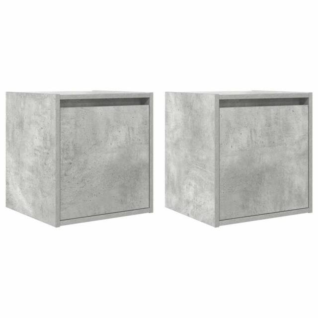 Berkfield Home Wall-Mounted Bedside Cabinets 2 pcs Concrete Grey 38x34x40 cm - Size: 38 x 34 x 40 cm - image 1