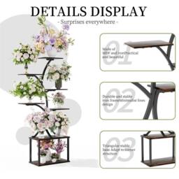 KORVIXA 8 Pots Plant Stand Shelf Multiple Potted Plant Holder in Black - Size: 0.6m2 - thumbnail 4