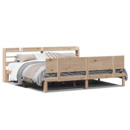 Berkfield Home Bed Frame with Headboard without Mattress 200x200 cm in Light Tan - thumbnail 1