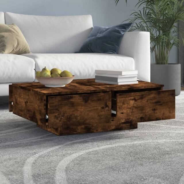 Berkfield Home Decorative Coffee Table Smoked Oak 90x60x31 cm Engineered Wood in Brown - Size: 90 x 60 x 31 cm - image 1