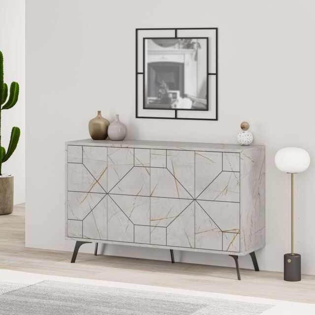Decortie 4-Doors Push-to-open Doors Sideboard 'Dune' with Metal Legs 123cm in Gold - Size: 2 Pack - image 1