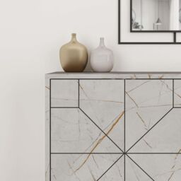 Decortie 4-Doors Push-to-open Doors Sideboard 'Dune' with Metal Legs 123cm in Gold - Size: 2 Pack - thumbnail 3