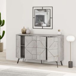 Decortie 4-Doors Push-to-open Doors Sideboard 'Dune' with Metal Legs 123cm in Gold - Size: 2 Pack - thumbnail 4
