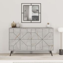 Decortie 4-Doors Push-to-open Doors Sideboard 'Dune' with Metal Legs 123cm in Gold - Size: 2 Pack - thumbnail 5
