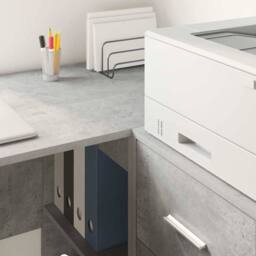 Berkfield Home Writing Desk Concrete grey Wood composite Compact Storage - thumbnail 4