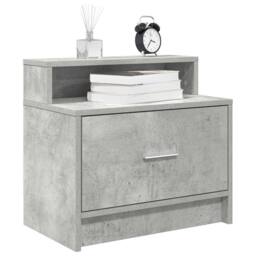 Berkfield Home Durable Bedside Cabinet with Drawer Concrete Grey 51x31x47 cm - Size: 51 x 31 x 47 cm - thumbnail 2