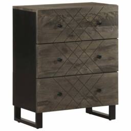 Berkfield Home Sideboard Black 60x33x75 cm Solid Wood Mango - Size: 60 x 33 x 75 cm - thumbnail 2