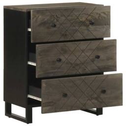 Berkfield Home Sideboard Black 60x33x75 cm Solid Wood Mango - Size: 60 x 33 x 75 cm - thumbnail 3