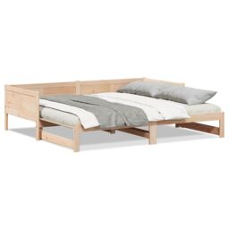 Berkfield Home Pull-out Day Bed 90x200 cm Solid Wood Pine in Brown - thumbnail 4