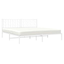Berkfield Home Metal Bed Frame without Mattress with Headboard White 193x203cm - Size: 193x203 cm - thumbnail 5