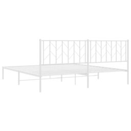 Berkfield Home Metal Bed Frame without Mattress with Headboard White 193x203cm - Size: 193x203 cm - thumbnail 8