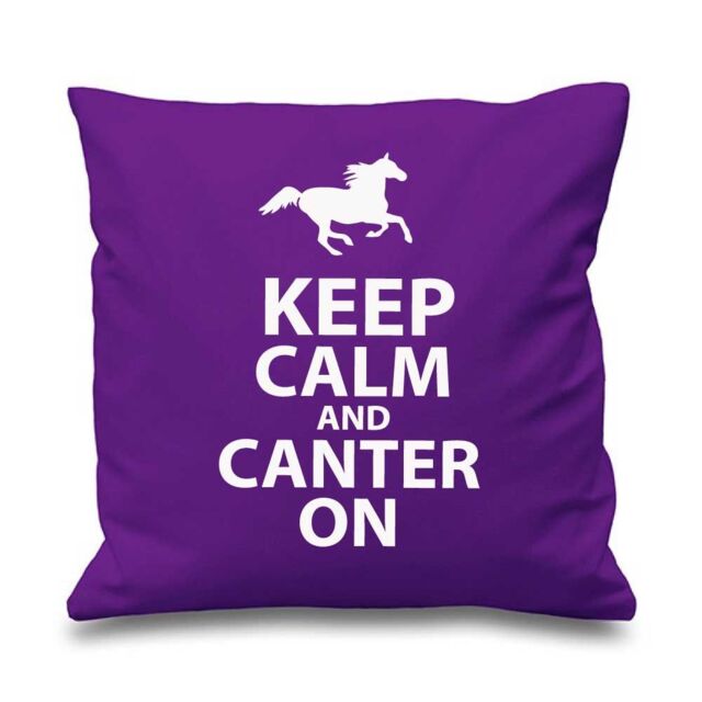 "60 SECOND MAKEOVER Purple Cushion Cover Keep Calm & Canter On 16"" x 16"" Daughter Friend Gift Decorative Cushion Home Horse Equestrian"