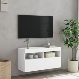 Berkfield Home TV Wall Cabinet with LED Lights White 80x30x40 cm - Size: 80 x 30 x 40 cm - thumbnail 5