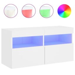 Berkfield Home TV Wall Cabinet with LED Lights White 80x30x40 cm - Size: 80 x 30 x 40 cm - thumbnail 2