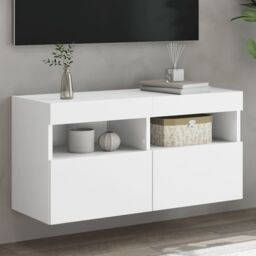 Berkfield Home TV Wall Cabinet with LED Lights White 80x30x40 cm - Size: 80 x 30 x 40 cm - thumbnail 1