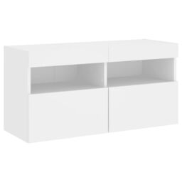 Berkfield Home TV Wall Cabinet with LED Lights White 80x30x40 cm - Size: 80 x 30 x 40 cm - thumbnail 3