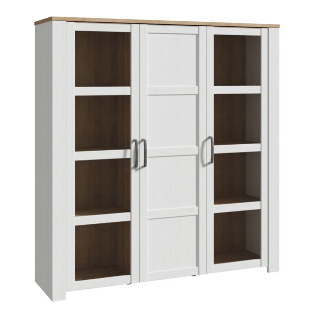 Furniture To Go Bohol Large Display Cabinet inc. 4x LED Lights in Riviera Oak/White in White - image 1