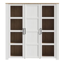 Furniture To Go Bohol Large Display Cabinet inc. 4x LED Lights in Riviera Oak/White in White - thumbnail 2