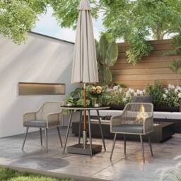 OUTSUNNY Rattan Dining Set, 4 Seater Rattan Garden Furniture, Light Brown
