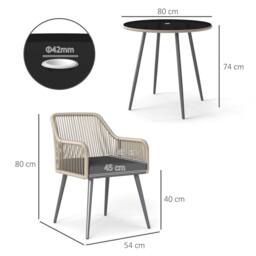 OUTSUNNY Rattan Dining Set, 4 Seater Rattan Garden Furniture, Light Brown - thumbnail 3