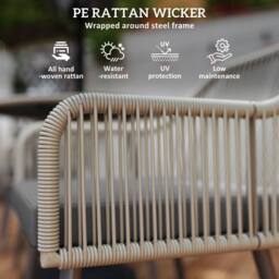 OUTSUNNY Rattan Dining Set, 4 Seater Rattan Garden Furniture, Light Brown - thumbnail 4