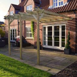 Rutland County Garden Furniture Ltd Wall Mounted Garden Pergola 3 Post, L480 x W480 x H270 cm, Light Green - thumbnail 2