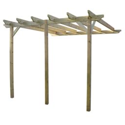 Rutland County Garden Furniture Ltd Wall Mounted Garden Pergola 3 Post, L480 x W480 x H270 cm, Light Green - thumbnail 1