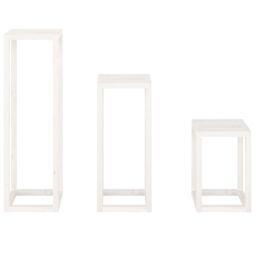 Berkfield Home 3 Piece Plant Stand Set White Solid Wood Pine - thumbnail 6