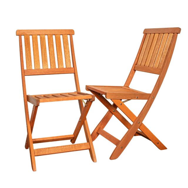 Samuel Alexander Set of 2 Bowness Outdoor Garden Patio Wooden Slatted Folding Chairs in Brown - image 1