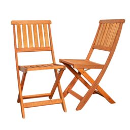 Samuel Alexander Set of 2 Bowness Outdoor Garden Patio Wooden Slatted Folding Chairs in Brown - thumbnail 1