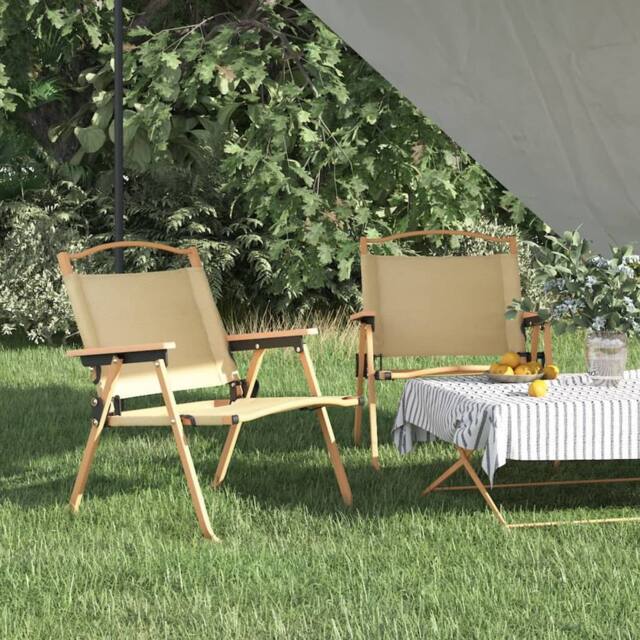 Berkfield Home Camping Chairs 2 pcs Beige 54x43x59cm Oxford Fabric - Size: 54 x 43 x 59 cm - image 1