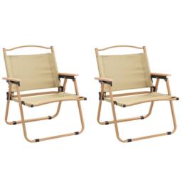 Berkfield Home Camping Chairs 2 pcs Beige 54x43x59cm Oxford Fabric - Size: 54 x 43 x 59 cm - thumbnail 2