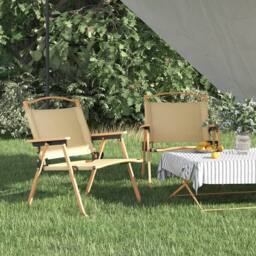 Berkfield Home Camping Chairs 2 pcs Beige 54x43x59cm Oxford Fabric - Size: 54 x 43 x 59 cm