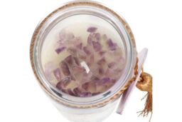 KDMD Selene Goddess Tube Candle with Amethyst Crystals in Cream - thumbnail 4