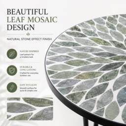 Shatchi Mosaic Bistro Set with Folding Chairs & Ceramic Top Table - thumbnail 2