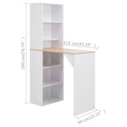 Berkfield Home Bar Table with Cabinet White 115x59x200 cm - Size: 115 x 59 x 200 cm - thumbnail 6