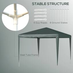 OUTSUNNY Garden Gazebo Marquee Party Tent Wedding Canopy Patio 2.7 x 2.7m in Dark Green - thumbnail 5