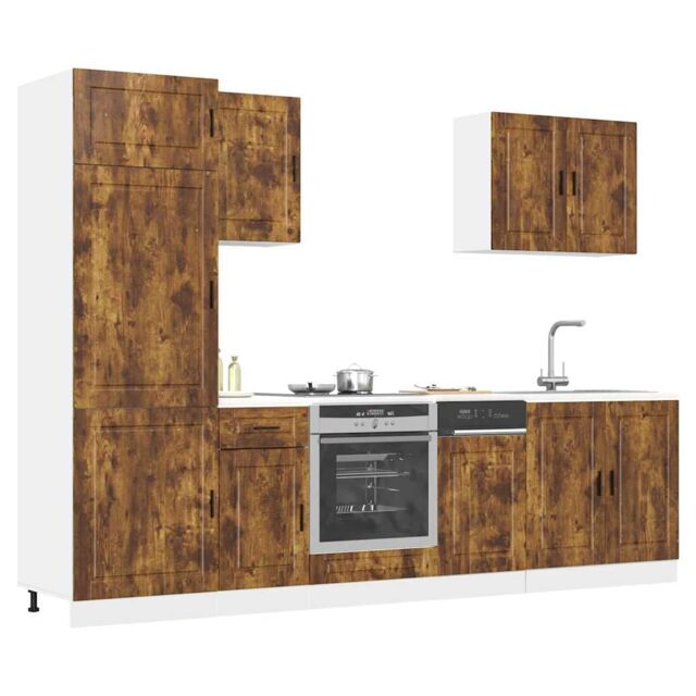 Berkfield Home 7 Piece Kitchen Cabinet Set Kalmar Smoked Oak Engineered Wood in Brown - image 1