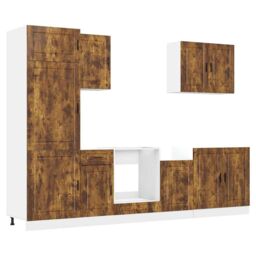 Berkfield Home 7 Piece Kitchen Cabinet Set Kalmar Smoked Oak Engineered Wood in Brown - thumbnail 2
