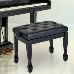 Nordara Faux Leather Piano Stool Height Adjustable Seat Keyboard Bench Black - Size: 50 cm x 70 cm - thumbnail 3