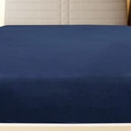 Berkfield Home Jersey Fitted Sheet Navy Blue 160x200 cm Cotton - thumbnail 2