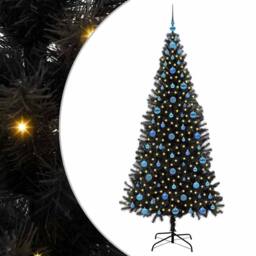 Berkfield Home Christmas Tree with 300 LEDs with Stand Black 210 cm PVC - thumbnail 2