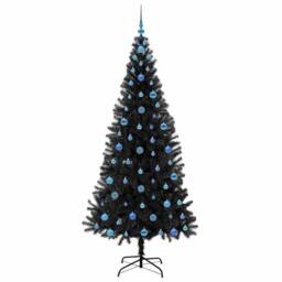 Berkfield Home Christmas Tree with 300 LEDs with Stand Black 210 cm PVC - thumbnail 4