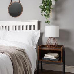 ValueLights Pair Of Modern Copper Metal Basket Cage Table Lamps With White Fabric Shades - thumbnail 5