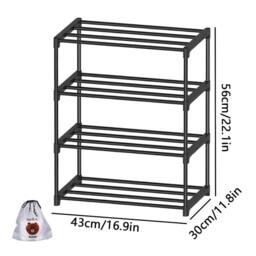 Havendro 4Tier Shoe Rack Slim Narrow Free Standing Shoes Storage in Black - thumbnail 2