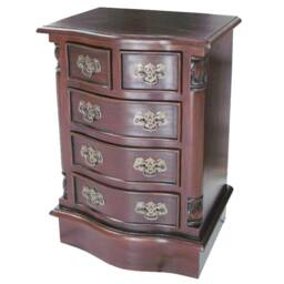 Lock Stock and Barrel Furniture Ltd Bow Front Bedside Table 5 Drawer - Mahogany Wood - L36 x W45 x H66 cm in Brown - thumbnail 2