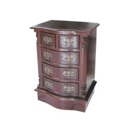 Lock Stock and Barrel Furniture Ltd Bow Front Bedside Table 5 Drawer - Mahogany Wood - L36 x W45 x H66 cm in Brown