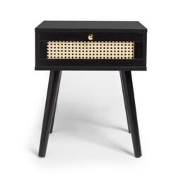 Spinningfield Set of 2 1 Drawer Rattan Effect Fronted Side Table in Black - thumbnail 9